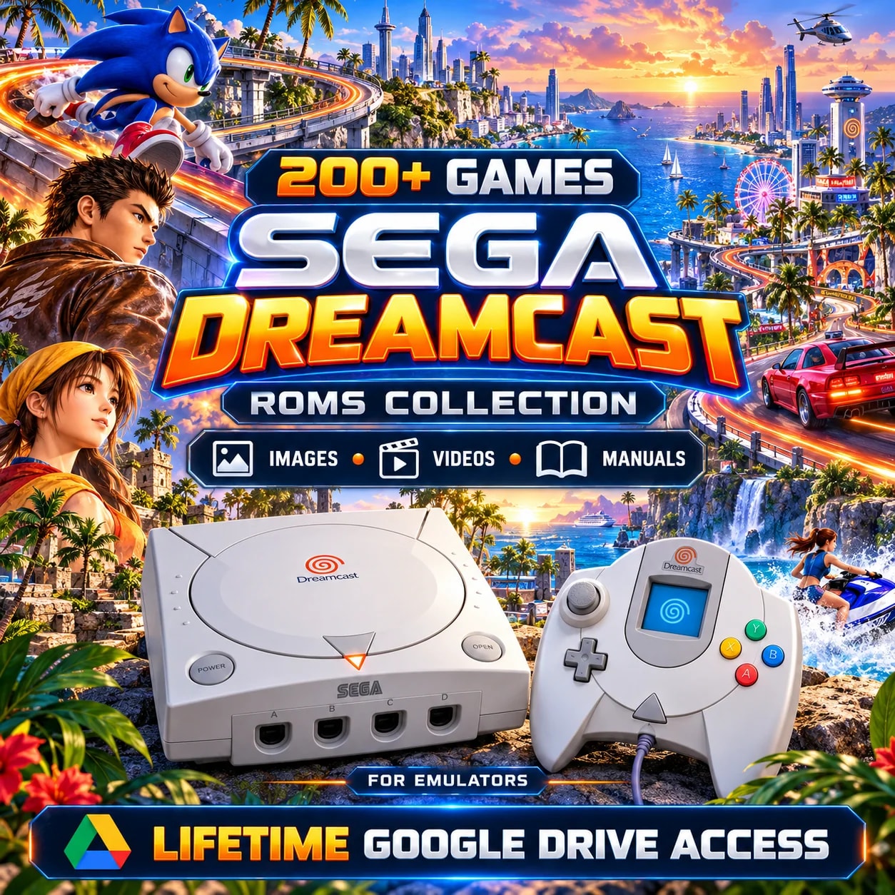 Sega Dreamcast ROMs Collection – 200+ Classic Games for Emulators + Images, Videos & Manuals | Lifetime Google Drive Access