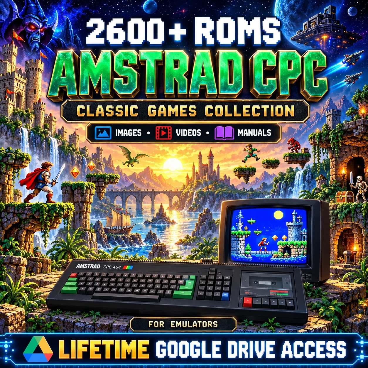 Amstrad CPC ROMs Collection – 2600+ Classic Games for Emulators + Images, Videos & Manuals | Lifetime Google Drive Access
